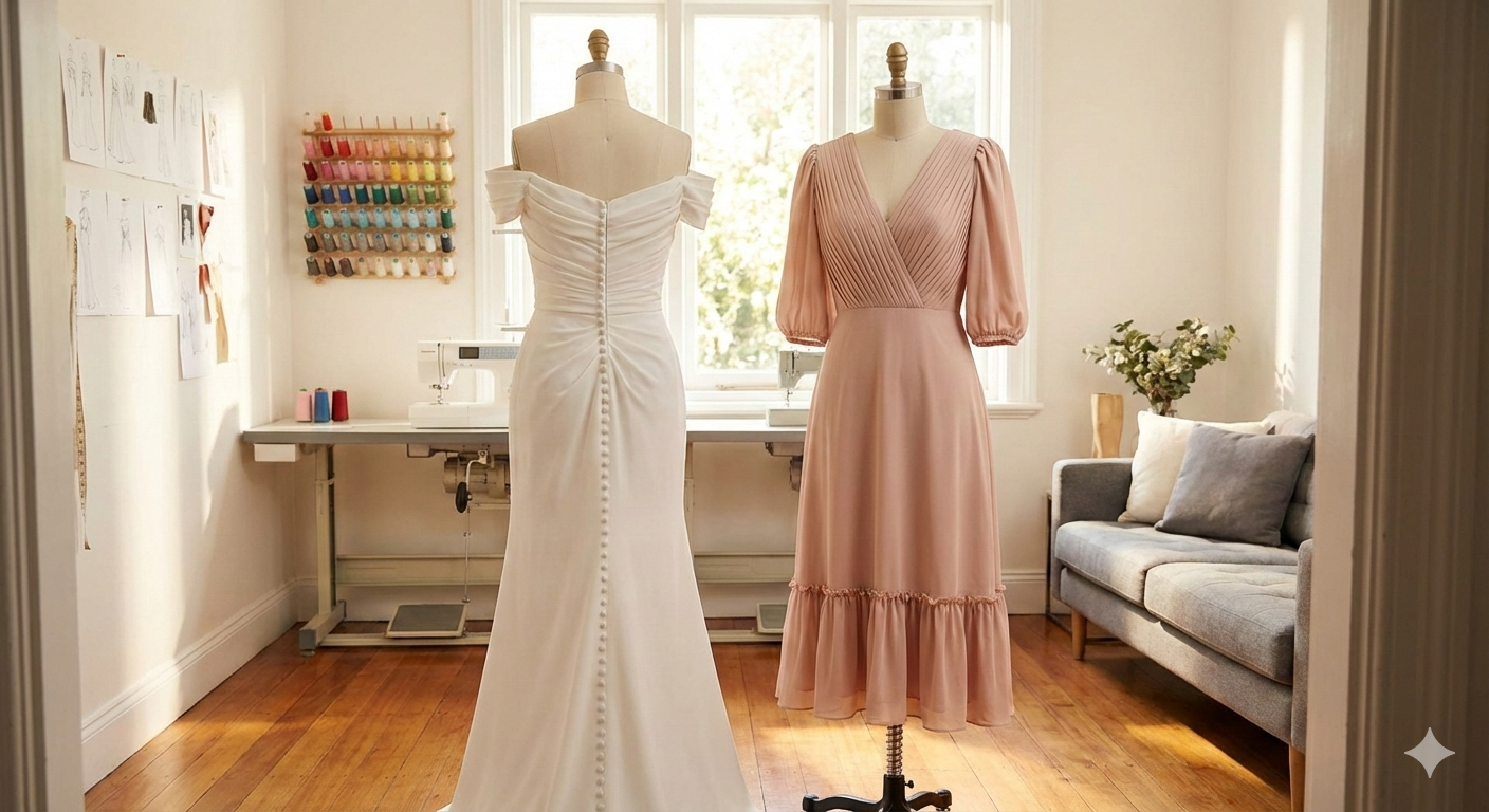 Rochie de mireasă cusută manual în atelierul Lilla Vogue din Dumbrăvița, prezentare blog